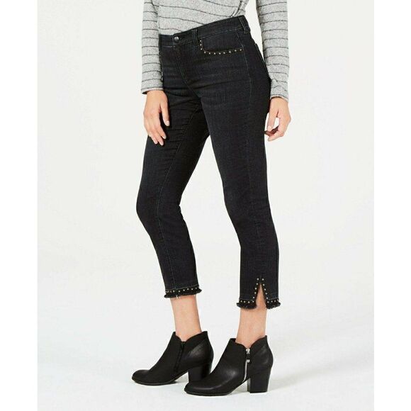 STYLE & CO $65 Dark Gray Studded Mid Rise Skinny A - Picture 1 of 6